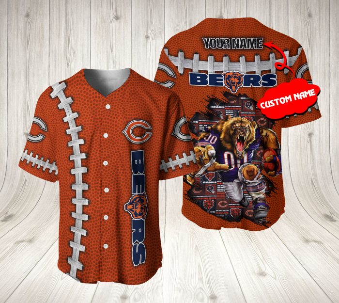 Chicago Bears NFL 3D Personalized Baseball Jersey BJ1486