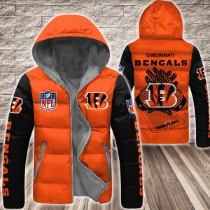 Cincinnati Bengals NFL 3D Custom Name Down Filled Coat DFC053