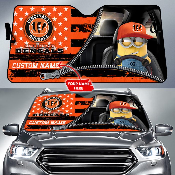 Cincinnati Bengals NFL Football Team Car Sun Shade Minions CSS0408