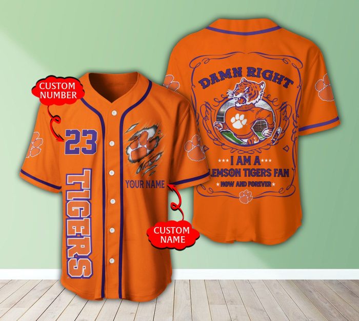 Clemson Tigers NCAA 3D Personalized Baseball Jersey BJ1976