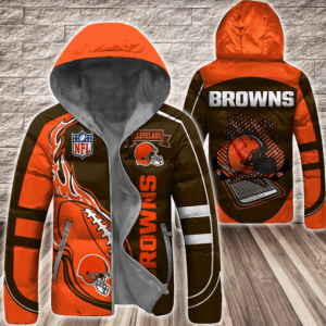 Cleveland Browns NFL 3D Custom Name Down Filled Coat DFC018