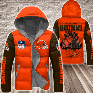 Cleveland Browns NFL 3D Custom Name Down Filled Coat DFC019
