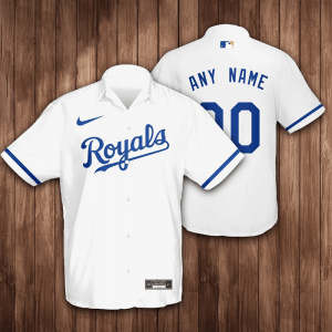 Custom Kansas City Royals Baseball 3D Hawaiian Shirt - White BHS025