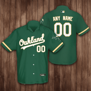Custom Oakland Athletics Baseball 3D Hawaiian Shirt - Green BHS086