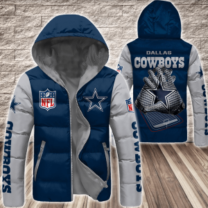 Dallas Cowboys NFL 3D Custom Name Down Filled Coat DFC006