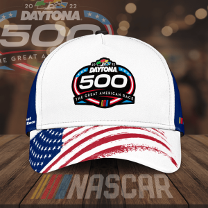 Daytona 500 The Great American Race USA Flag Classic Baseball Cap - White CGI2126