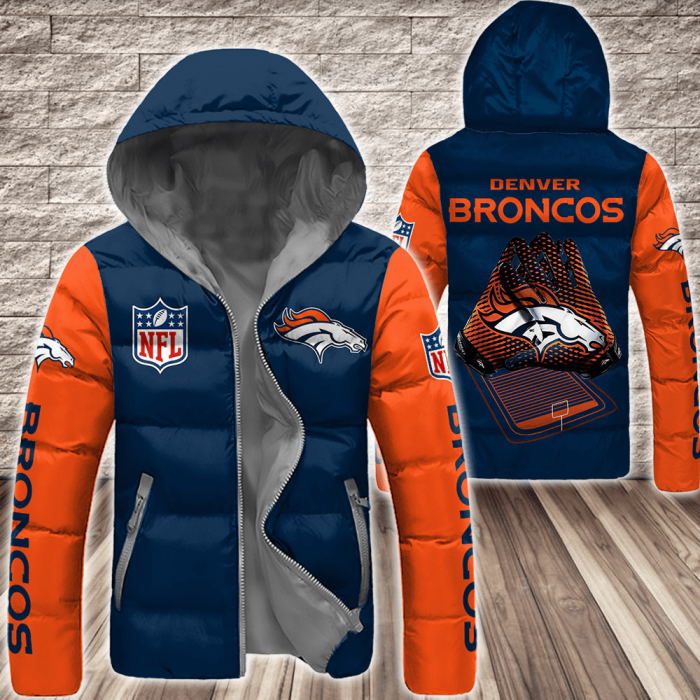 Denver Broncos NFL 3D Custom Name Down Filled Coat DFC041