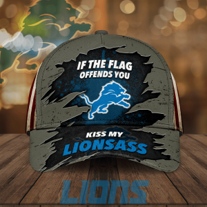 Detroit Lions USA Flag If The Flag Offends You Kiss My Lionsass Baseball Cap CGI2110