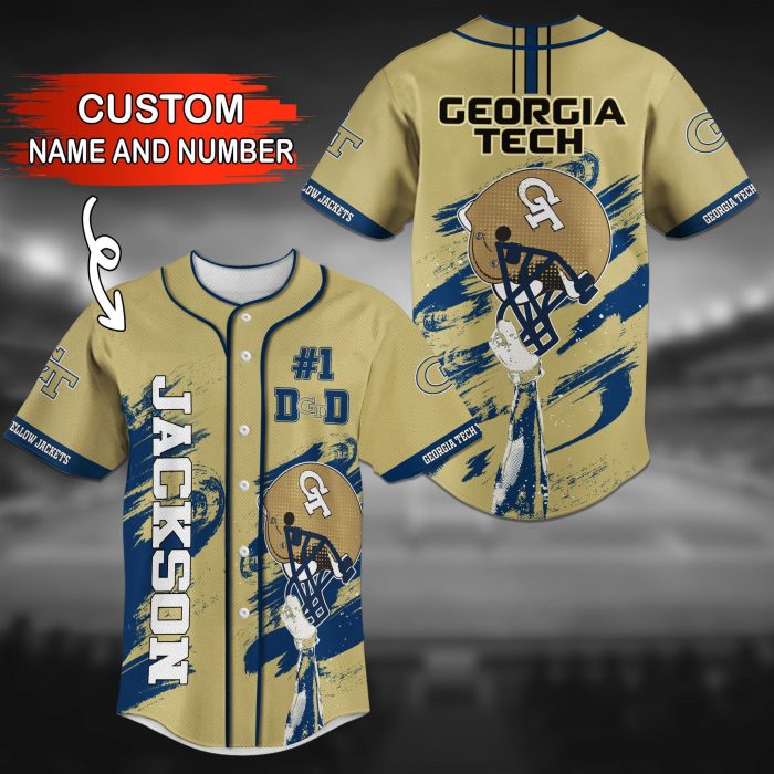 Georgia Tech Yellow Jackets NCAA Personalized Baseball Jersey BJ1460