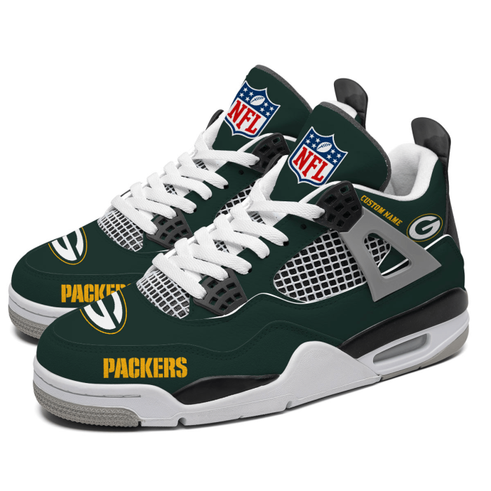 Green Bay Packers NFL Custom Name Jordan 4 Shoes Personalized Sneaker For Fan J4028