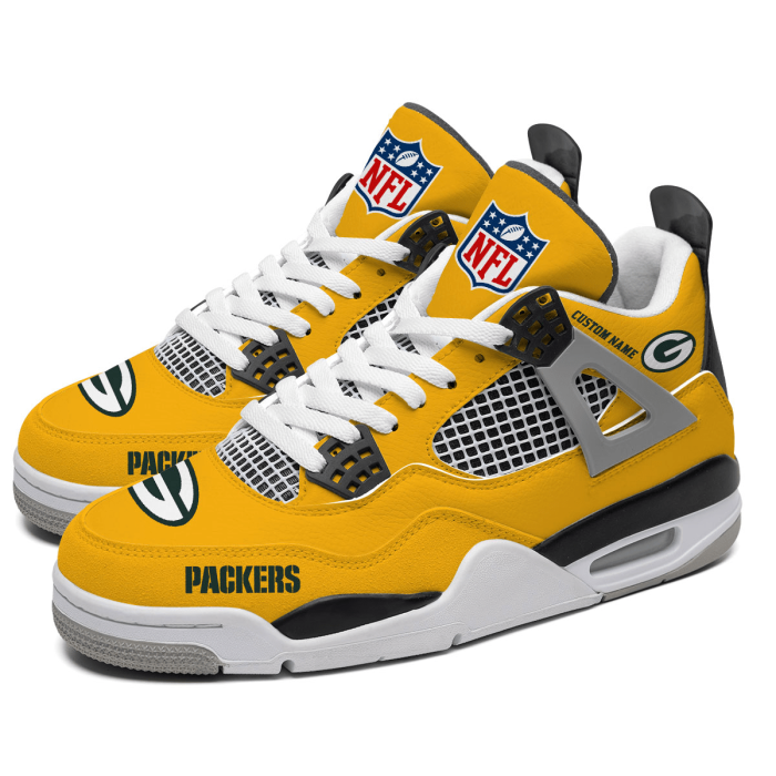 Green Bay Packers NFL Custom Name Jordan 4 Shoes Personalized Sneaker For Fan J4060