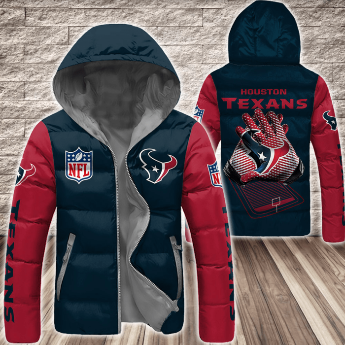 Houston Texans NFL 3D Custom Name Down Filled Coat DFC024