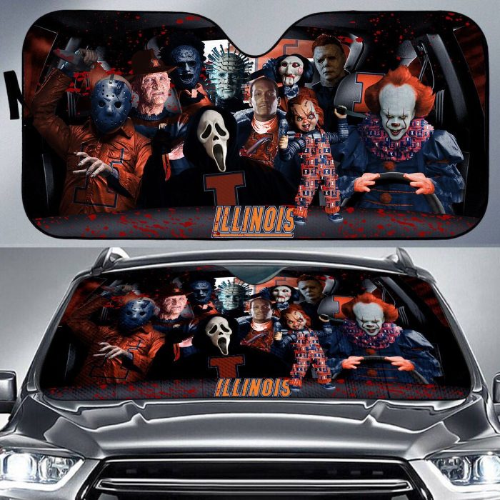 Illinois Fighting Illini NCAA Halloween Car Sun Shade CSS0571