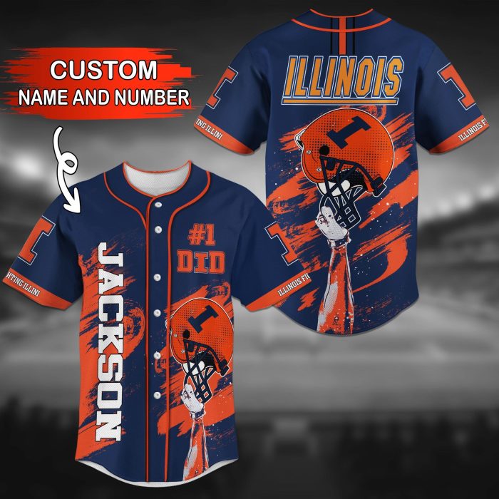 Illinois Fighting Illini NCAA Personalized Baseball Jersey BJ1285