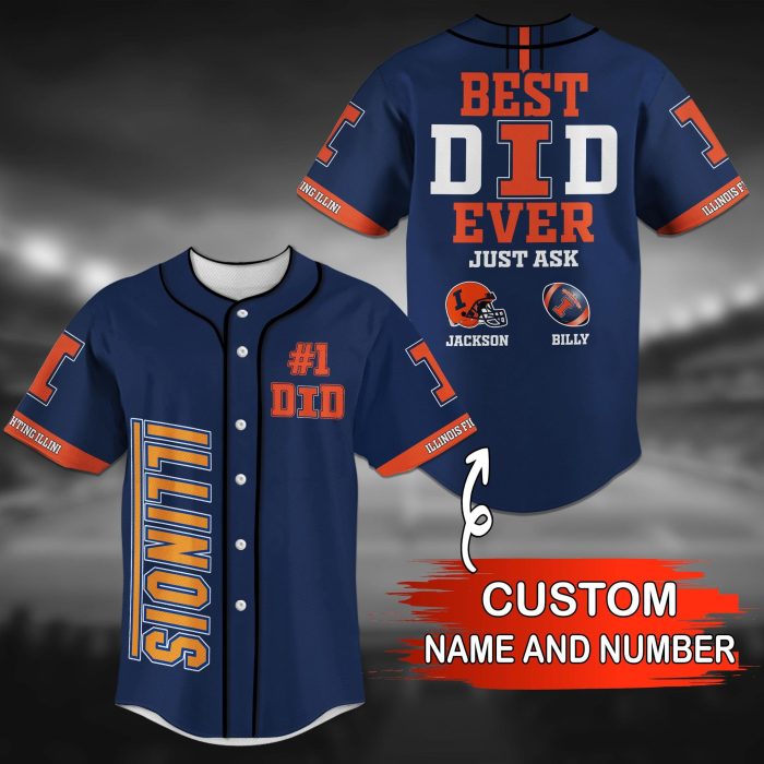 Illinois Fighting Illini NCAA Personalized Baseball Jersey BJ1461