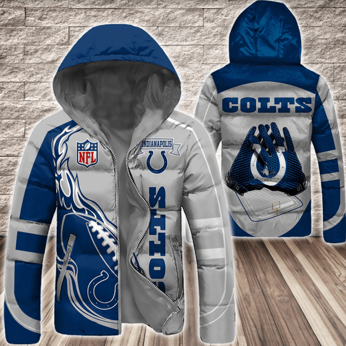 Indianapolis Colts NFL 3D Custom Name Down Filled Coat DFC051