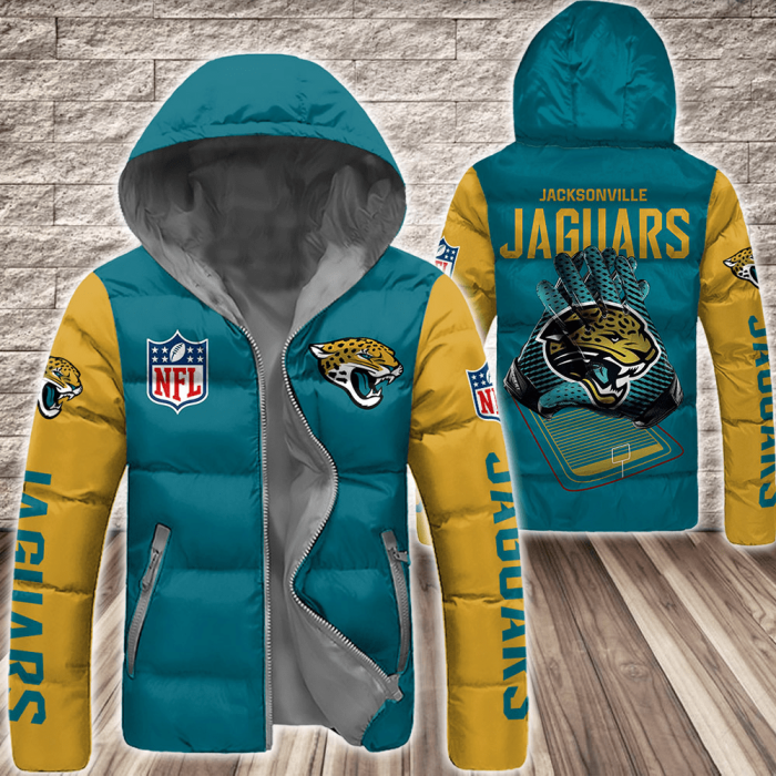 Jacksonville Jaguars NFL 3D Custom Name Down Filled Coat DFC023