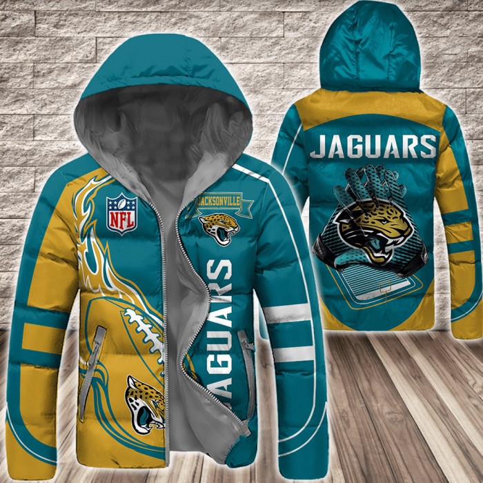 Jacksonville Jaguars NFL 3D Custom Name Down Filled Coat DFC035