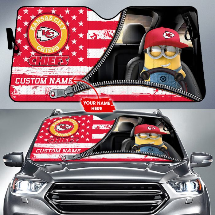 Kansas City Chiefs NFL Football Team Car Sun Shade Minions CSS0721