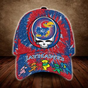 Kansas Jayhawks Grateful Dead Band 3D Baseball Cap - Red Blue CGI261