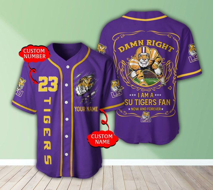 LSU Tigers NCAA 3D Personalized Baseball Jersey BJ1266