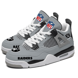 Las Vegas Raiders NFL Custom Name Jordan 4 Shoes Personalized Sneaker For Fan J4023