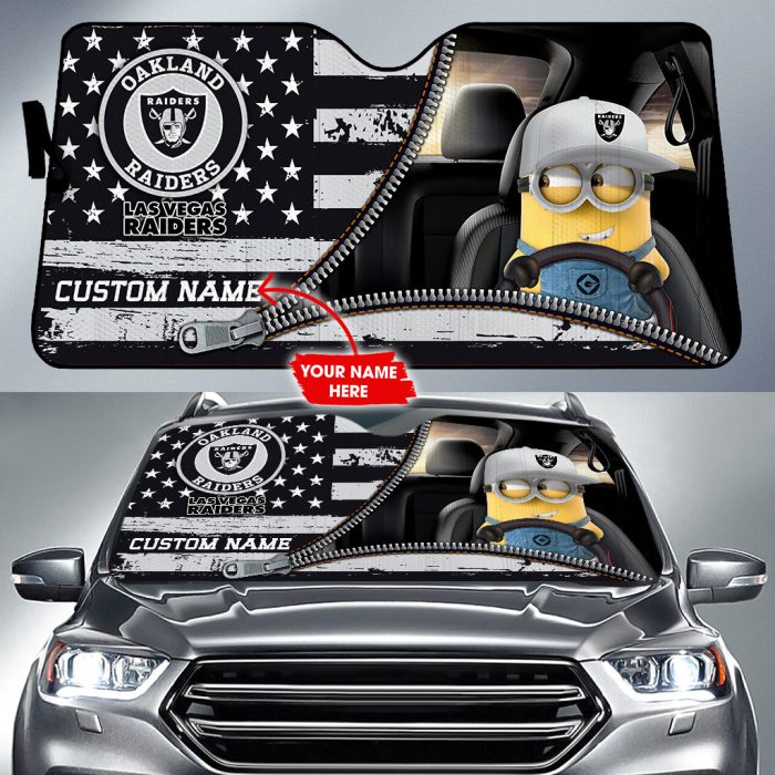 Las Vegas Raiders NFL Football Team Car Sun Shade Minions CSS0725