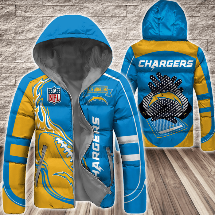 Los Angeles Chargers NFL 3D Custom Name Down Filled Coat DFC066