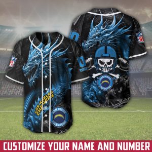 Los Angeles Chargers NFL 3D Personalized Baseball Jersey BJ1922