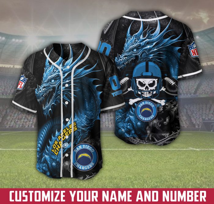Los Angeles Chargers NFL 3D Personalized Baseball Jersey BJ1922
