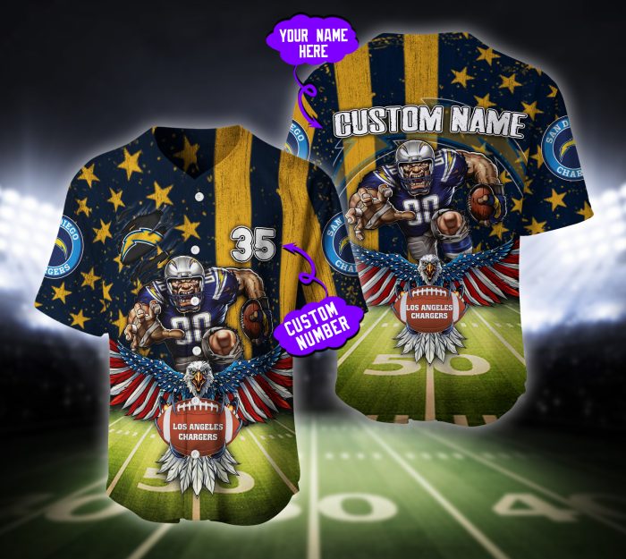 Los Angeles Chargers NFL Baseball Jersey Custom Name And Number BJ2052