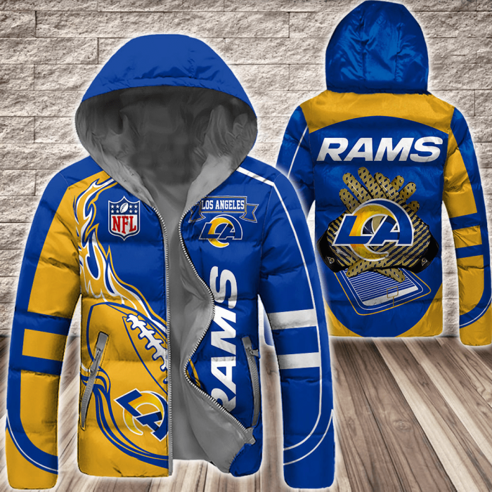 Los Angeles Rams NFL 3D Custom Name Down Filled Coat DFC073