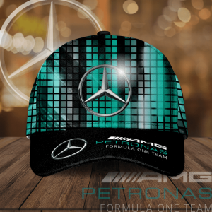 Mercedes AMG Petronas F1 Team Logo Classic Checkered Baseball Cap - Black Turquoise CGI2115