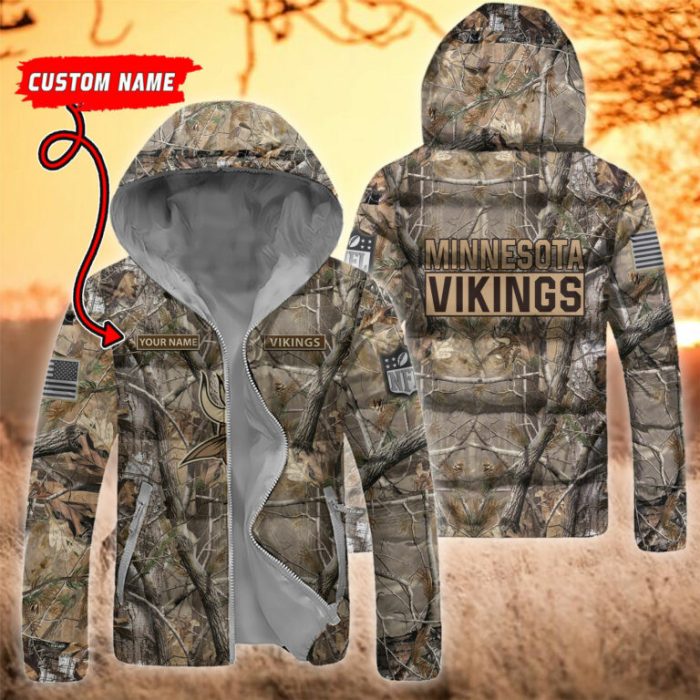 Minnesota Vikings NFL 3D Custom Name Down Filled Coat DFC026