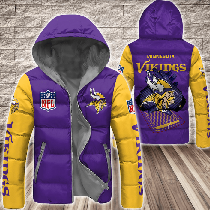 Minnesota Vikings NFL 3D Custom Name Down Filled Coat DFC029