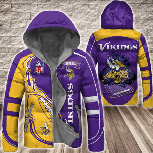 Minnesota Vikings NFL 3D Custom Name Down Filled Coat DFC037