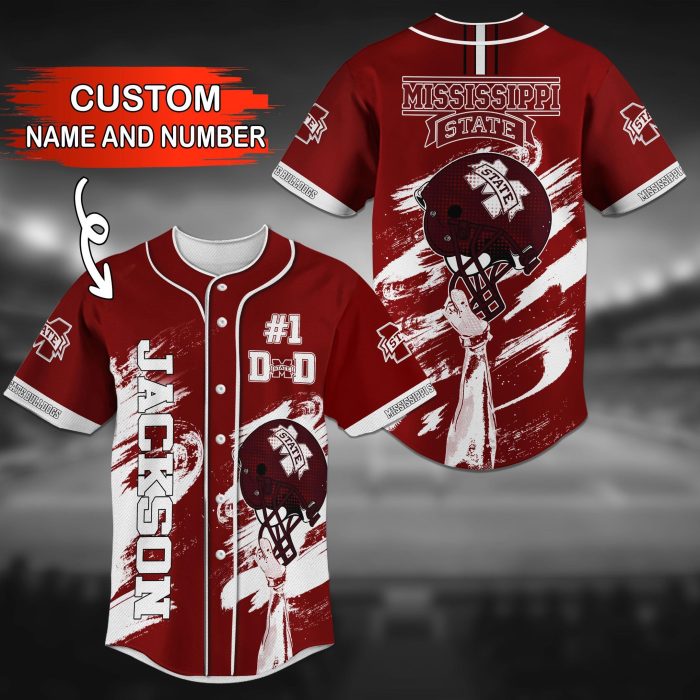 Mississippi State Bulldogs NCAA Personalized Baseball Jersey BJ1359