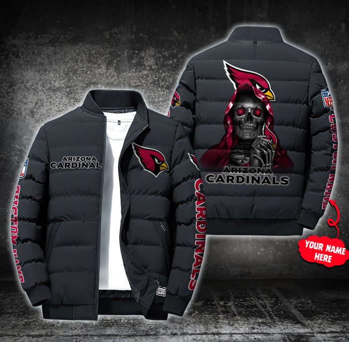 NFL Arizona Cardinals Custom Name Skull Down Jacket Puffer Jacket PJ019