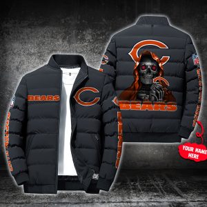 NFL Chicago Bears Custom Name Skull Down Jacket Puffer Jacket PJ003
