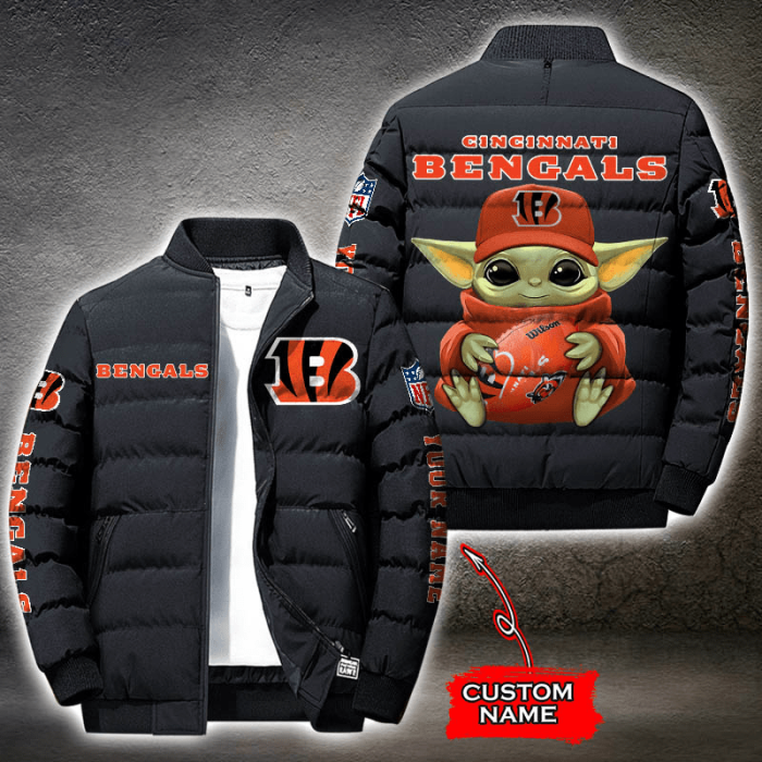 NFL Cincinnati Bengals Custom Name Baby Yoda Down Jacket Puffer Jacket PJ022