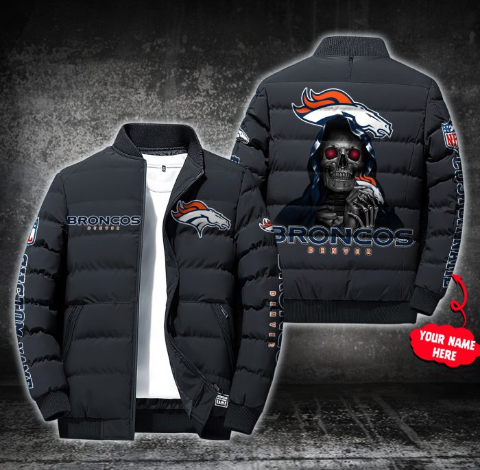 NFL Denver Broncos Custom Name Skull Down Jacket Puffer Jacket PJ011