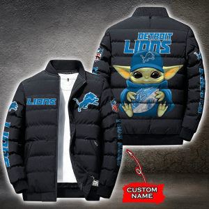 NFL Detroit Lions Custom Name Baby Yoda Down Jacket Puffer Jacket PJ030