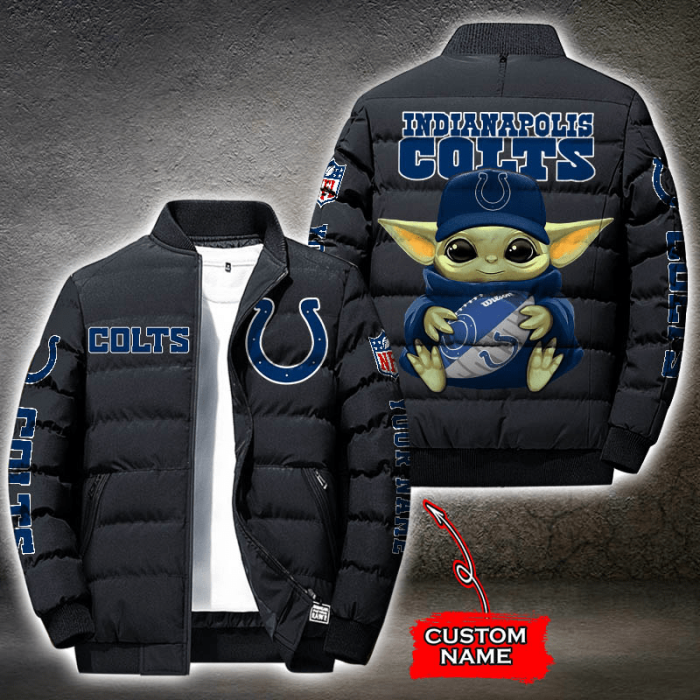 NFL Indianapolis Colts Custom Name Baby Yoda Down Jacket Puffer Jacket PJ029