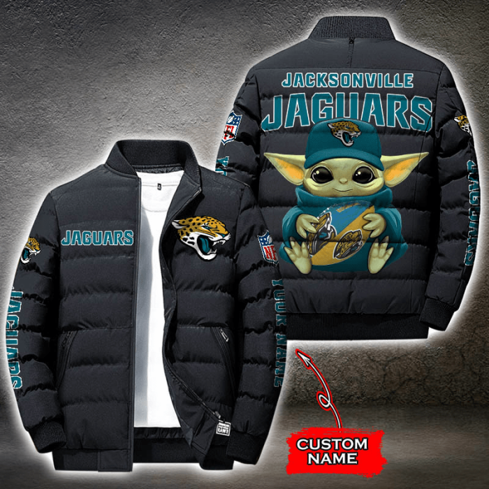NFL Jacksonville Jaguars Custom Name Baby Yoda Down Jacket Puffer Jacket PJ039