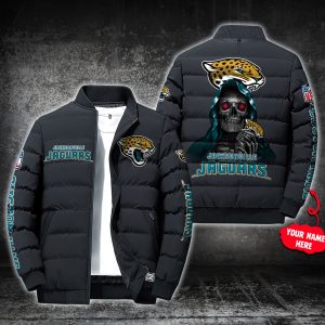 NFL Jacksonville Jaguars Custom Name Skull Down Jacket Puffer Jacket PJ015