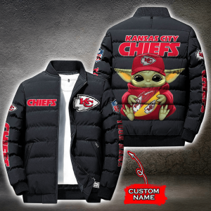 NFL Kansas City Chiefs Custom Name Baby Yoda Down Jacket Puffer Jacket PJ031