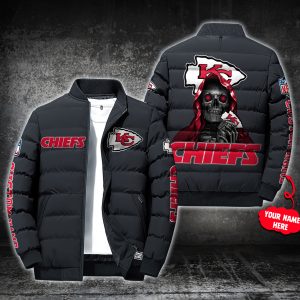 NFL Kansas City Chiefs Custom Name Skull Down Jacket Puffer Jacket PJ043