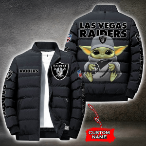 NFL Las Vegas Raiders Custom Name Baby Yoda Down Jacket Puffer Jacket PJ053