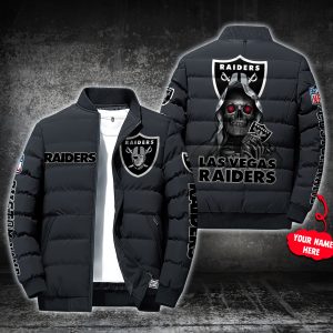 NFL Las Vegas Raiders Custom Name Skull Down Jacket Puffer Jacket PJ058
