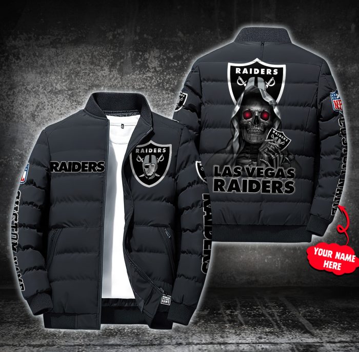 NFL Las Vegas Raiders Custom Name Skull Down Jacket Puffer Jacket PJ058